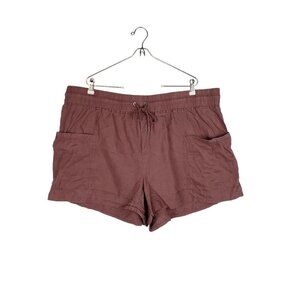 Athleta Cabo Shorts Mauve Pink Linen 4" Pull On Tie Waist Womens Plus Size 24